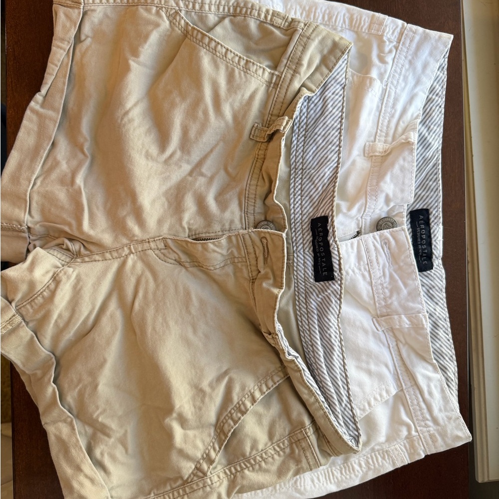 Aeropostale Tan and White Women Shorts